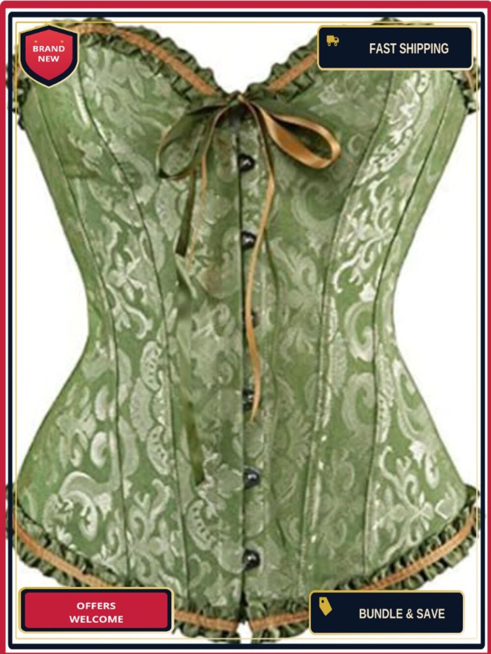 Satin Lace Overbust Corset Bustier Lace-Up Lace Renaissance Vampire Costume